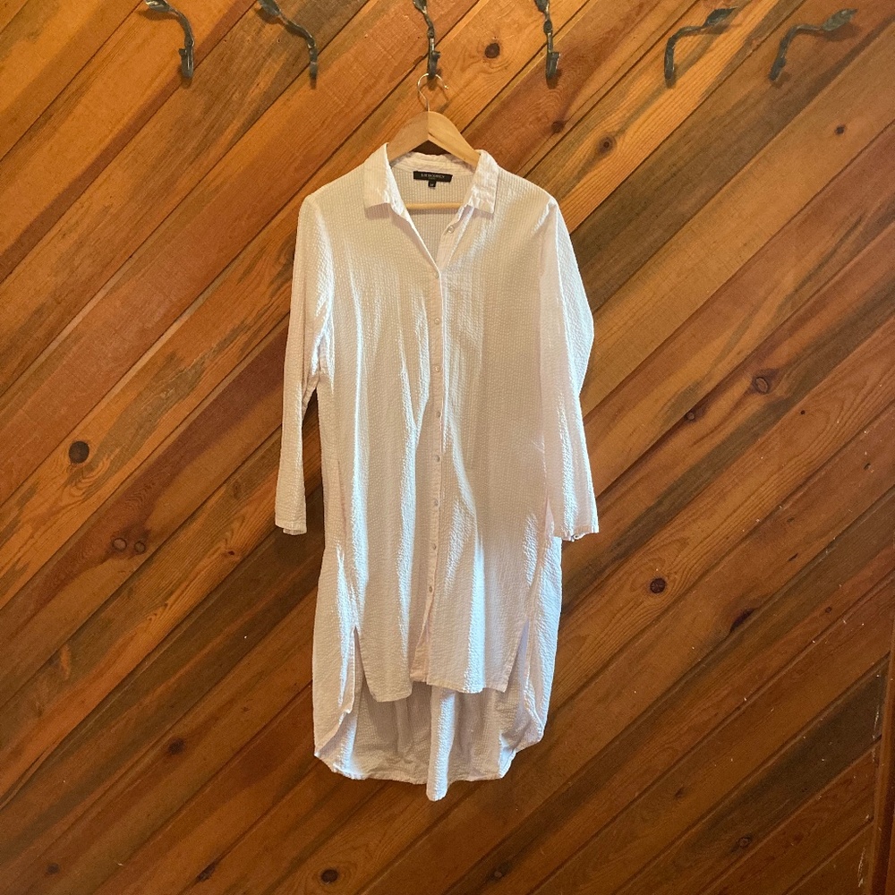 ILSE JACOBSEN Maxi pink and white pin striped dress with buttons